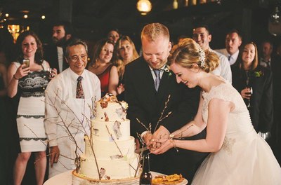 Birch wedding cake. Jason and Lindsay. CT
